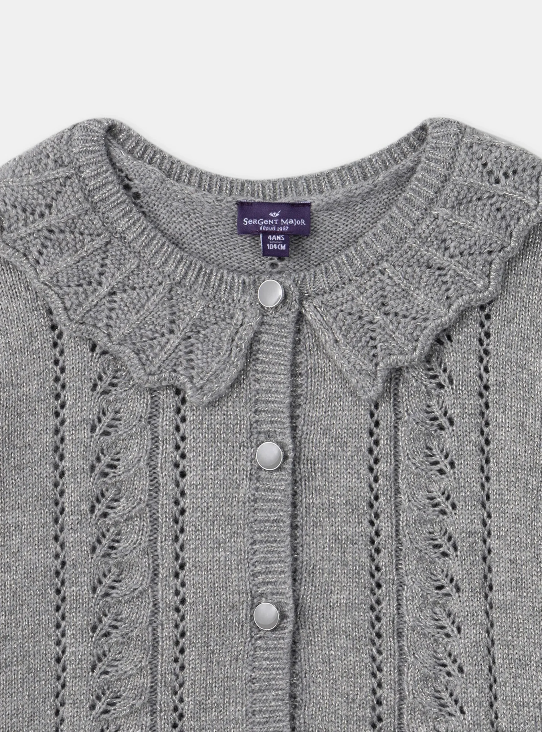 Sergent Major Pull, Gilet & Cardigan-Gilet argenté ajouré
