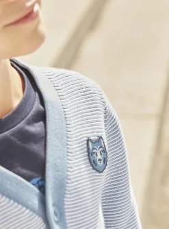 Sergent Major Pull, Gilet & Sweat-Gilet bleu &agrave; imprim&eacute; &agrave; rayures