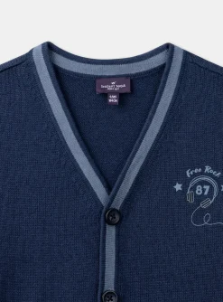 Sergent Major Pull, Gilet & Sweat-Gilet bleu &agrave; manches longues contenant du cachemire
