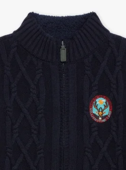 Sergent Major Pull, Gilet & Sweat-Gilet bleu marine en grosse maille