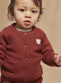 Sergent Major Pull, Gilet & Cardigan-Gilet bordeaux à manches longues