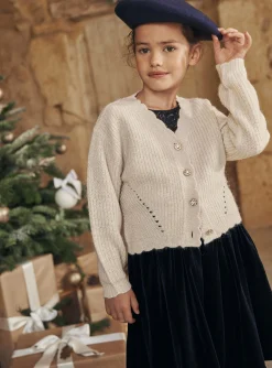 Sergent Major Pull, Gilet & Cardigan-Gilet &eacute;cru &agrave; manches longues