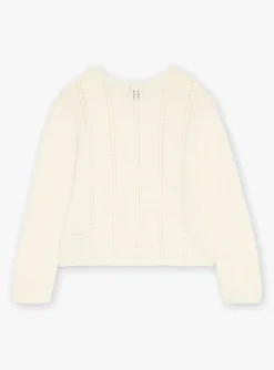 Sergent Major Pull, Gilet & Cardigan-Gilet &eacute;cru &agrave; manches longues