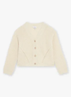 Sergent Major Pull, Gilet & Cardigan-Gilet &eacute;cru &agrave; manches longues