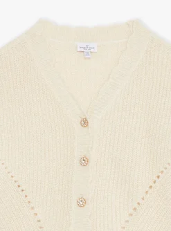 Sergent Major Pull, Gilet & Cardigan-Gilet &eacute;cru &agrave; manches longues
