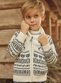 Sergent Major Pull, Gilet & Sweat-Gilet écru en jacquard
