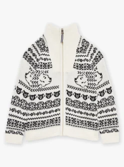 Sergent Major Pull, Gilet & Sweat-Gilet &eacute;cru en jacquard