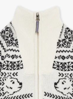 Sergent Major Pull, Gilet & Sweat-Gilet &eacute;cru en jacquard