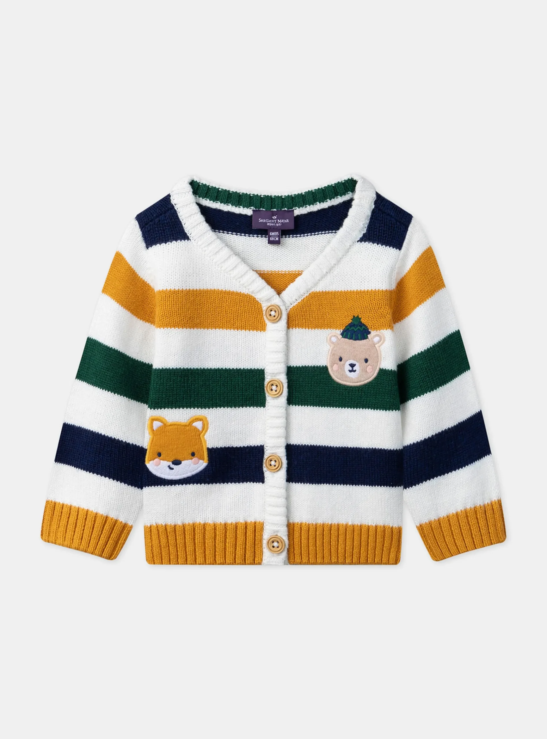 Sergent Major Pull, Gilet & Cardigan-Gilet rayé patchs animaux