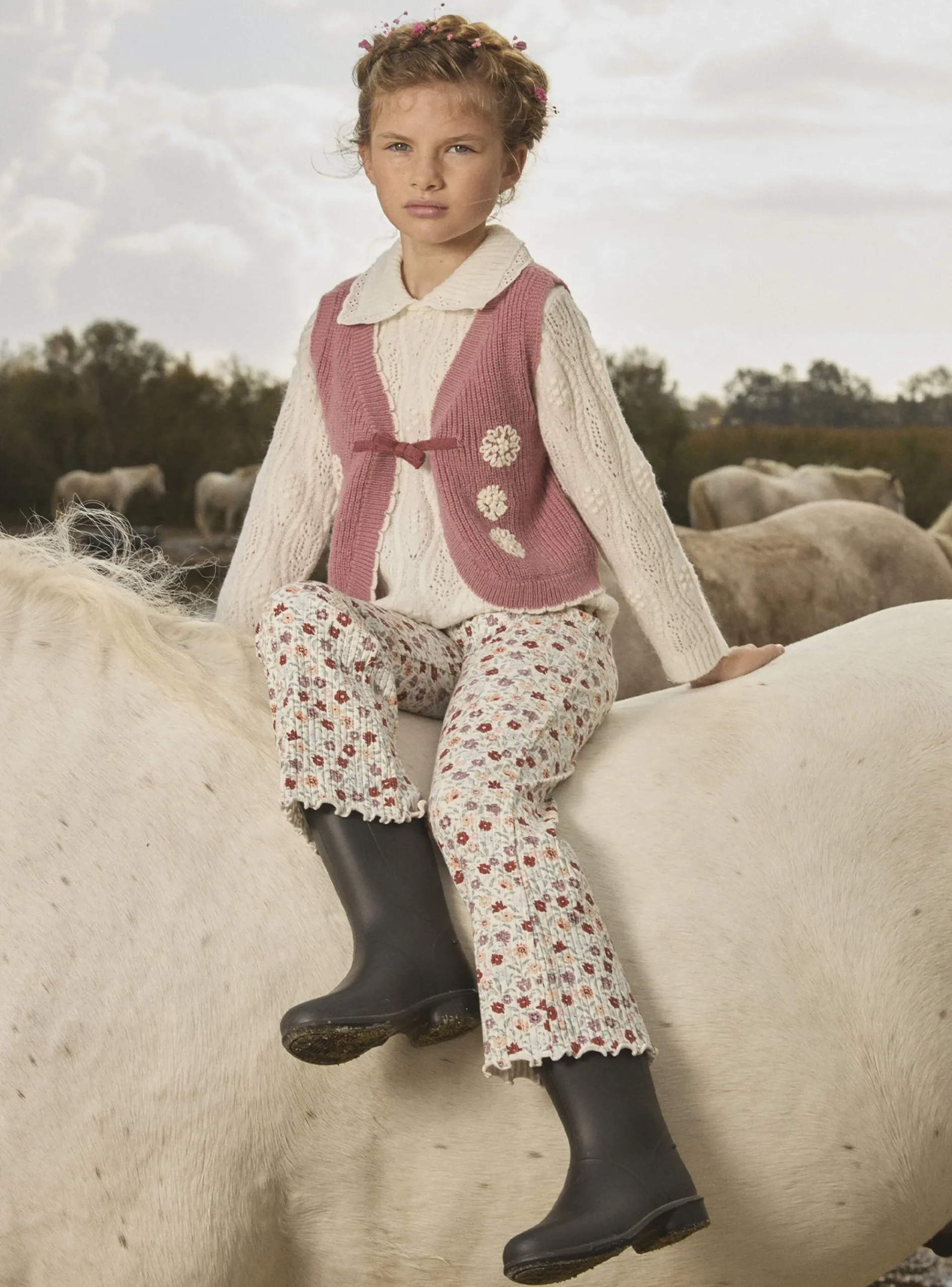 Sergent Major Pull, Gilet & Cardigan-Gilet sans manches à fleurs