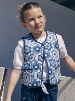Sergent Major Pull, Gilet & Cardigan-Gilet sans manches bleu et blanc réversible et matelassé