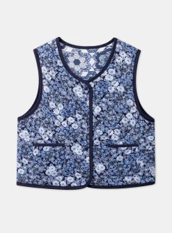 Sergent Major Pull, Gilet & Cardigan-Gilet sans manches bleu et blanc r&eacute;versible et matelass&eacute;