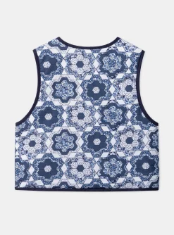Sergent Major Pull, Gilet & Cardigan-Gilet sans manches bleu et blanc r&eacute;versible et matelass&eacute;