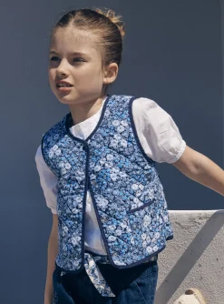 Sergent Major Pull, Gilet & Cardigan-Gilet sans manches bleu et blanc r&eacute;versible et matelass&eacute;