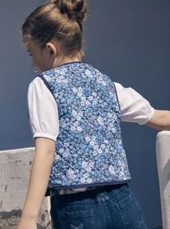 Sergent Major Pull, Gilet & Cardigan-Gilet sans manches bleu et blanc r&eacute;versible et matelass&eacute;