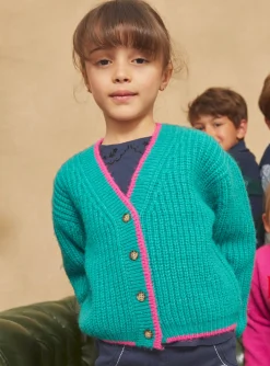 Sergent Major Pull, Gilet & Cardigan-Gilet vert en côtes