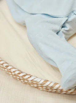 Sergent Major Pyjama & Grenouillère-Grenouill&egrave;re bleu glacier en velours en coton biologique et polyester recycl&eacute;