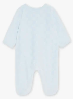 Sergent Major Pyjama & Grenouillère-Grenouill&egrave;re bleu glacier en velours en coton biologique et polyester recycl&eacute;