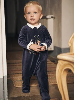 Sergent Major Pyjama & Grenouillère-Grenouillère bleu marine en velours