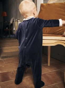 Sergent Major Pyjama & Grenouillère-Grenouill&egrave;re bleu marine en velours