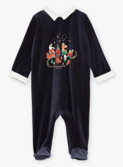 Sergent Major Pyjama & Grenouillère-Grenouill&egrave;re bleu marine en velours