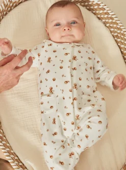 Sergent Major Pyjama & Grenouillère-Grenouillère écrue en velours en coton biologique et polyester recyclé