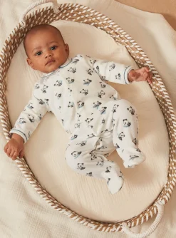 Sergent Major Pyjama & Grenouillère-Grenouillère écrue en velours en coton biologique et polyester recyclé