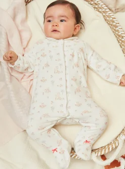 Sergent Major Pyjama & Grenouillère-Grenouillère écrue en velours en coton biologique et polyester recyclé