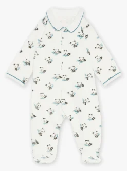 Sergent Major Pyjama & Grenouillère-Grenouill&egrave;re &eacute;crue en velours en coton biologique et polyester recycl&eacute;
