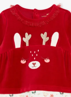 Sergent Major Pyjama & Grenouillère-Grenouill&egrave;re rouge et blanche en velours