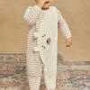 Sergent Major Pyjama & Grenouillère-Grenouilli&egrave;re beige en tubique &agrave; imprim&eacute; &agrave; rayures