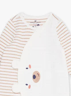 Sergent Major Pyjama & Grenouillère-Grenouilli&egrave;re beige en tubique &agrave; imprim&eacute; &agrave; rayures