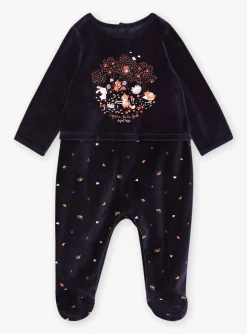 Sergent Major Pyjama & Grenouillère-Grenouilli&egrave;re bleu fonc&eacute; en velours