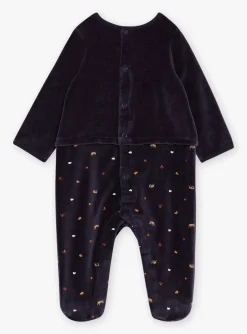 Sergent Major Pyjama & Grenouillère-Grenouilli&egrave;re bleu fonc&eacute; en velours