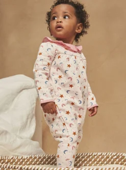 Sergent Major Pyjama & Grenouillère-Grenouillière blush à imprimé étoiles, lunes, arc-en-ciel et fleurs