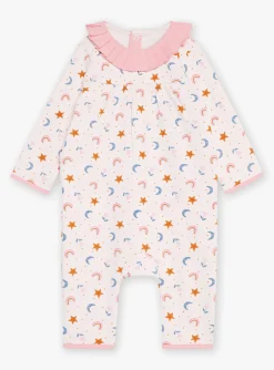 Sergent Major Pyjama & Grenouillère-Grenouilli&egrave;re blush &agrave; imprim&eacute; &eacute;toiles, lunes, arc-en-ciel et fleurs