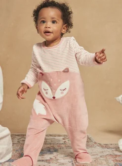 Sergent Major Pyjama & Grenouillère-Grenouillière écrue en vélours à imprimé à rayures