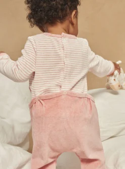 Sergent Major Pyjama & Grenouillère-Grenouilli&egrave;re &eacute;crue en v&eacute;lours &agrave; imprim&eacute; &agrave; rayures