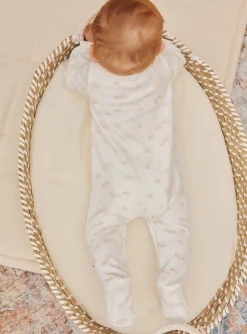 Sergent Major Pyjama & Grenouillère-Grenouilli&egrave;re &eacute;crue en velours &agrave; imprim&eacute; fleuri et chien