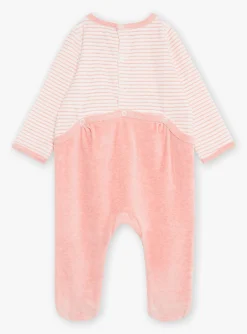 Sergent Major Pyjama & Grenouillère-Grenouilli&egrave;re &eacute;crue en v&eacute;lours &agrave; imprim&eacute; &agrave; rayures
