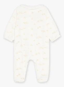 Sergent Major Pyjama & Grenouillère-Grenouilli&egrave;re &eacute;crue en velours &agrave; imprim&eacute; fleuri et chien