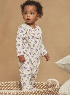 Sergent Major Pyjama & Grenouillère-Grenouillière en velours violette à imprimé fleuri