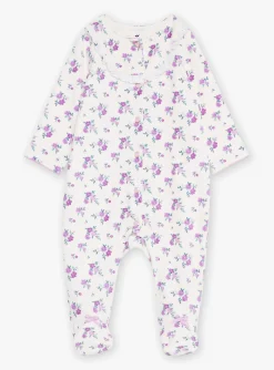 Sergent Major Pyjama & Grenouillère-Grenouilli&egrave;re en velours violette &agrave; imprim&eacute; fleuri