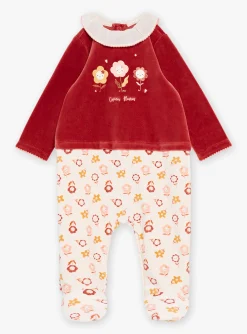 Sergent Major Pyjama & Grenouillère-Grenouilli&egrave;re en velours terracotta