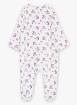 Sergent Major Pyjama & Grenouillère-Grenouilli&egrave;re en velours violette &agrave; imprim&eacute; fleuri