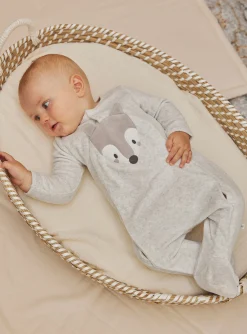 Sergent Major Pyjama & Grenouillère-Grenouillière gris clair en velours