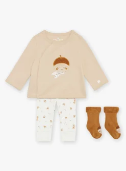 Sergent Major Tenues & Ensembles-Haut beige, legging &eacute;cru et chaussettes caramel