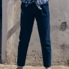 Sergent Major Pantalon, Jean & Legging-Jean carotte bleu avec ceinture &agrave; imprim&eacute; fleuri