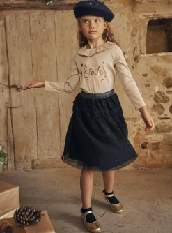 Sergent Major Jupe & Short-Jupe bleu marine en tulle paillet&eacute;