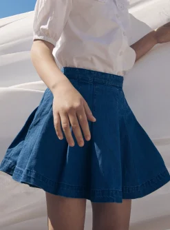 Sergent Major Jupe & Short-Jupe bleue pliss&eacute;e en jean